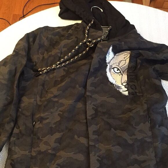 BOINIGAN VANITA CAMO cotton shirt with hoodie Small Pit to Pit 19 1/2", - Picture 12 of 15